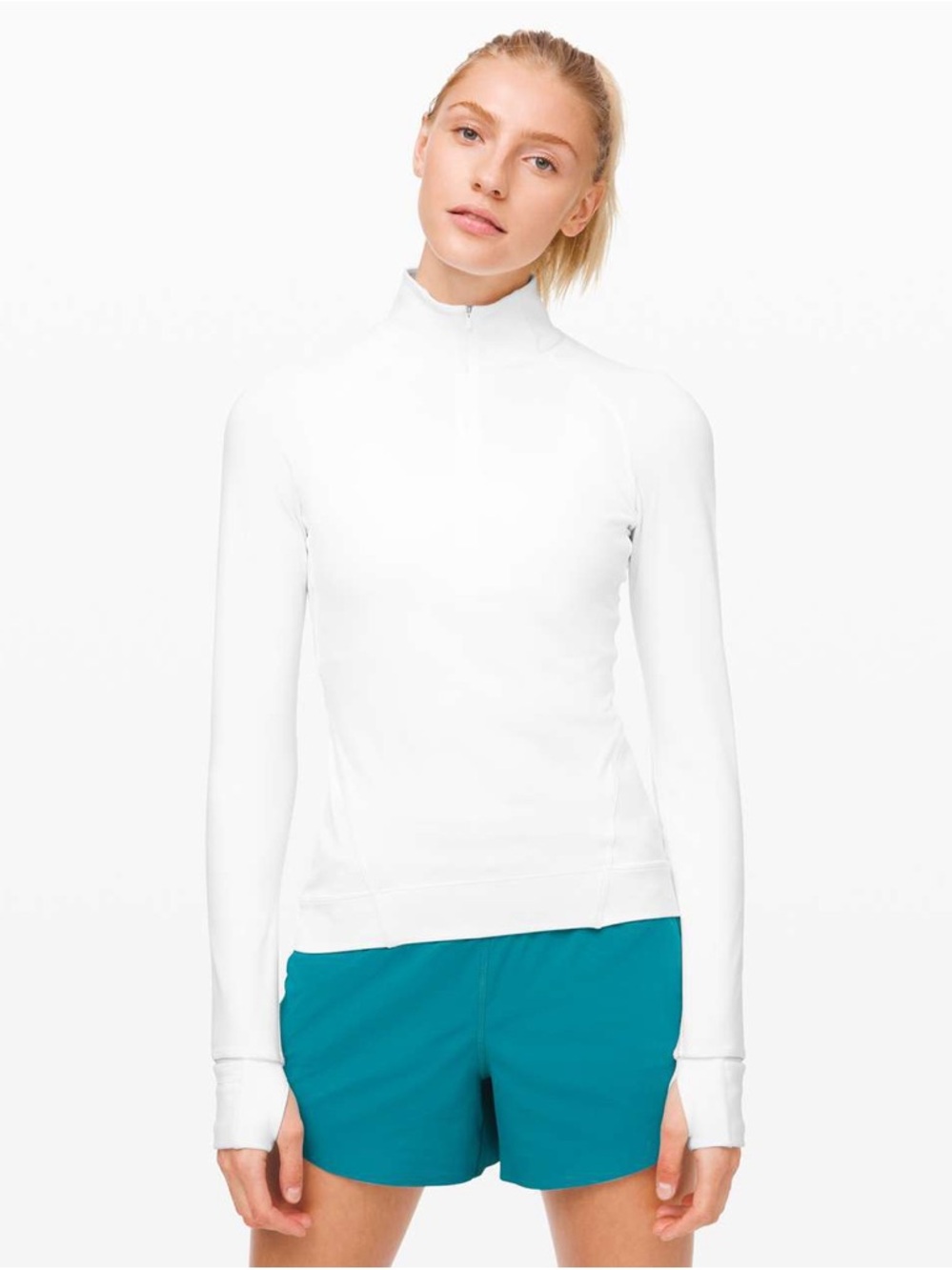 Lululemon Outrun the Elements 1/2 Zip White Womens Size 12‎